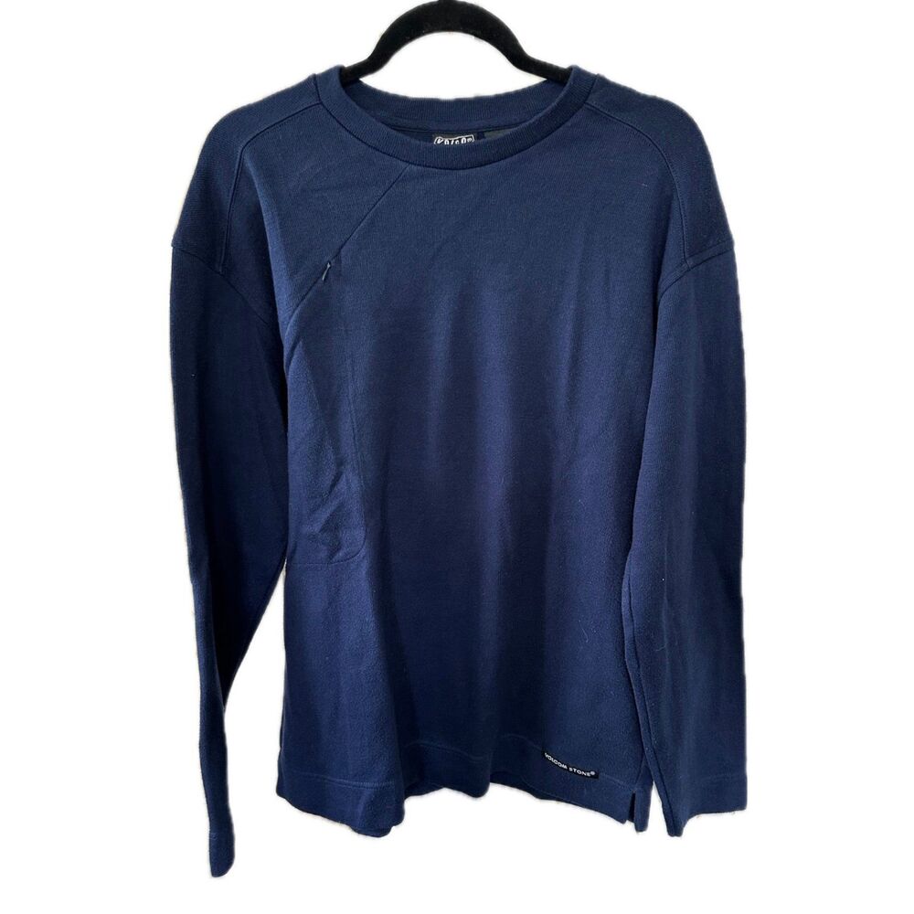 Volcom Stone Men's Navy Crew Neck Slant Side Chest Zip Pull Over Knit Sweater L
